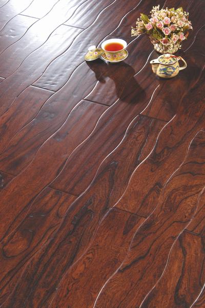 Elm hand-scraped curved flooring